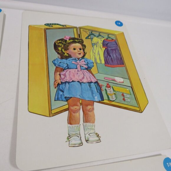 Peabody 60s Doll, Dollhouse, Pram, Children's Tea Set (4) cards Vintage Artwork - Picture 2 of 6
